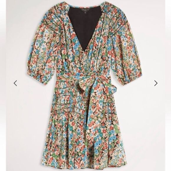 Ted Baker London Tiania Smock Panel Wrap Mini Dress US size 2. - Picture 5 of 10